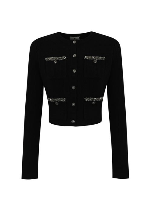 Cardigan in boucle' nero Elisabetta Franchi | MK17S47E2110